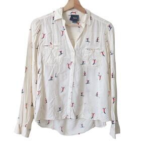 Anthropologie Maeve Womens Top Allover Skier Button Up Shirt Top Womens Size 4 S